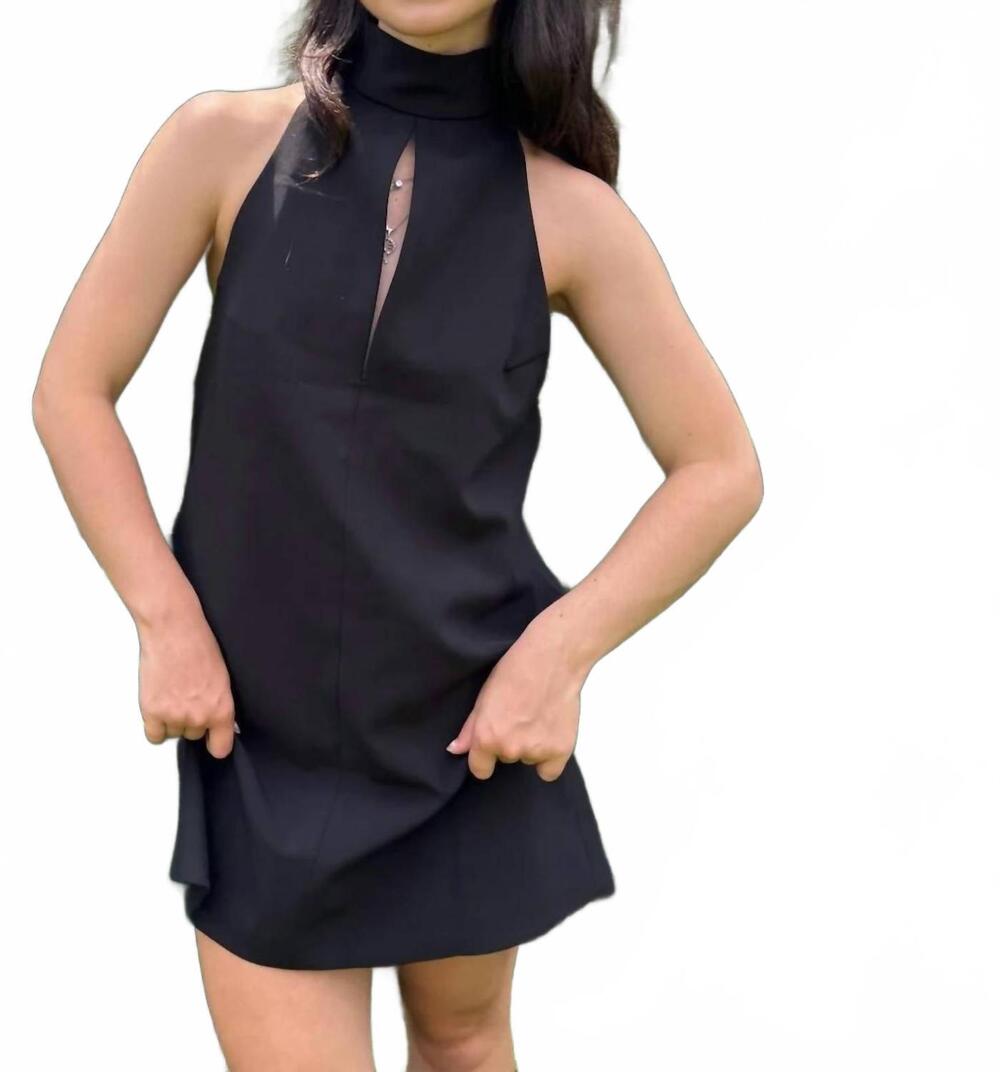NEW SKY TO MOON cutout plain mini dress in black